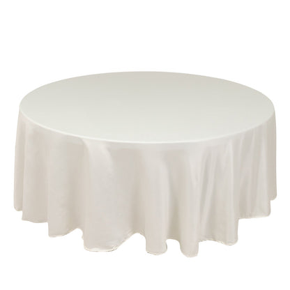 Lamour Satin 108" Round Tablecloth Ivory - Durable & Silk-Like Table Cover Pro Linens