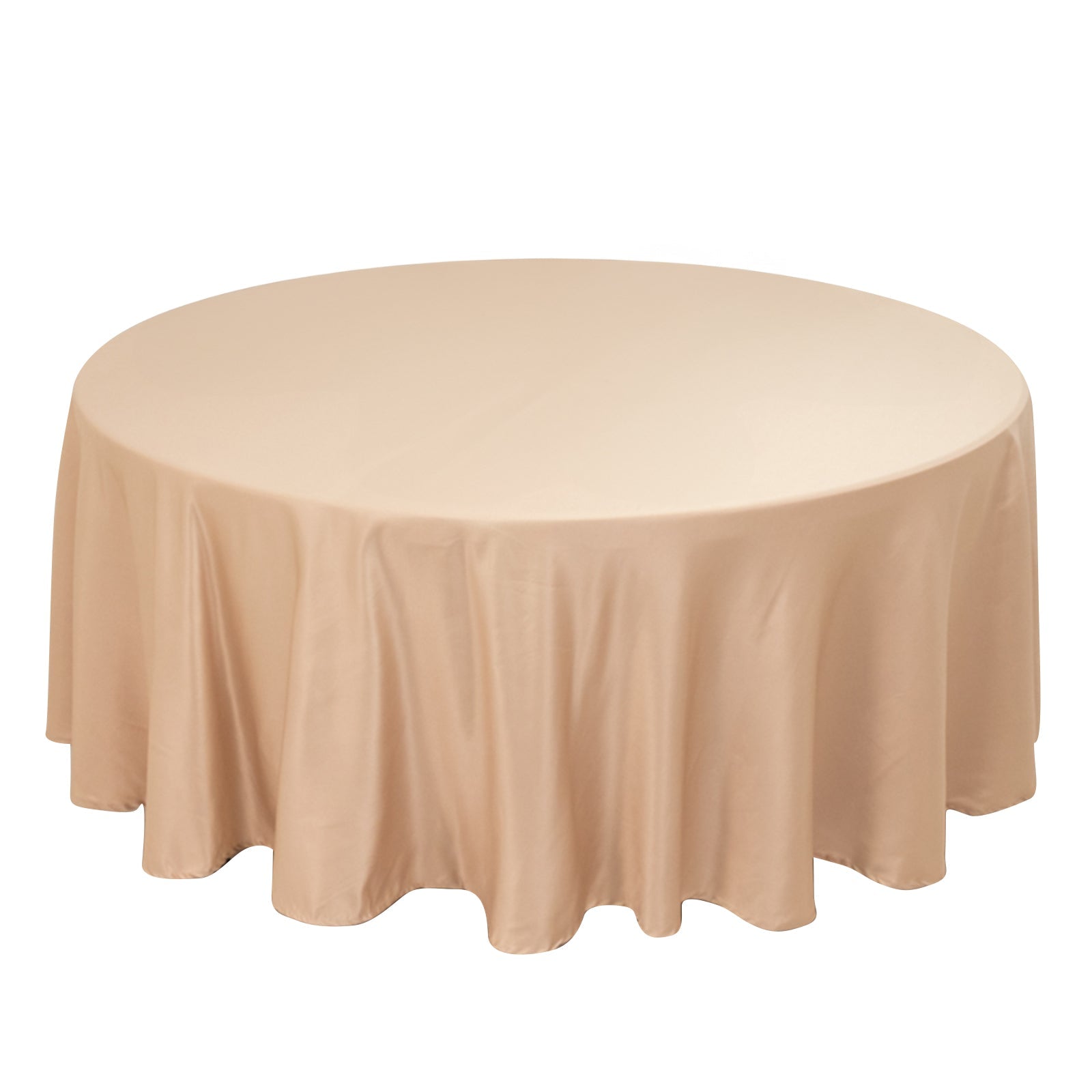 Lamour Satin 108" Round Tablecloth Nude - Durable & Silk-Like Table Cover Pro Linens