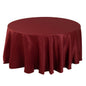 Lamour Satin 120" Round Tablecloth Burgundy - Seamless Table Cover with Soft Tempered Sheen Pro Linens