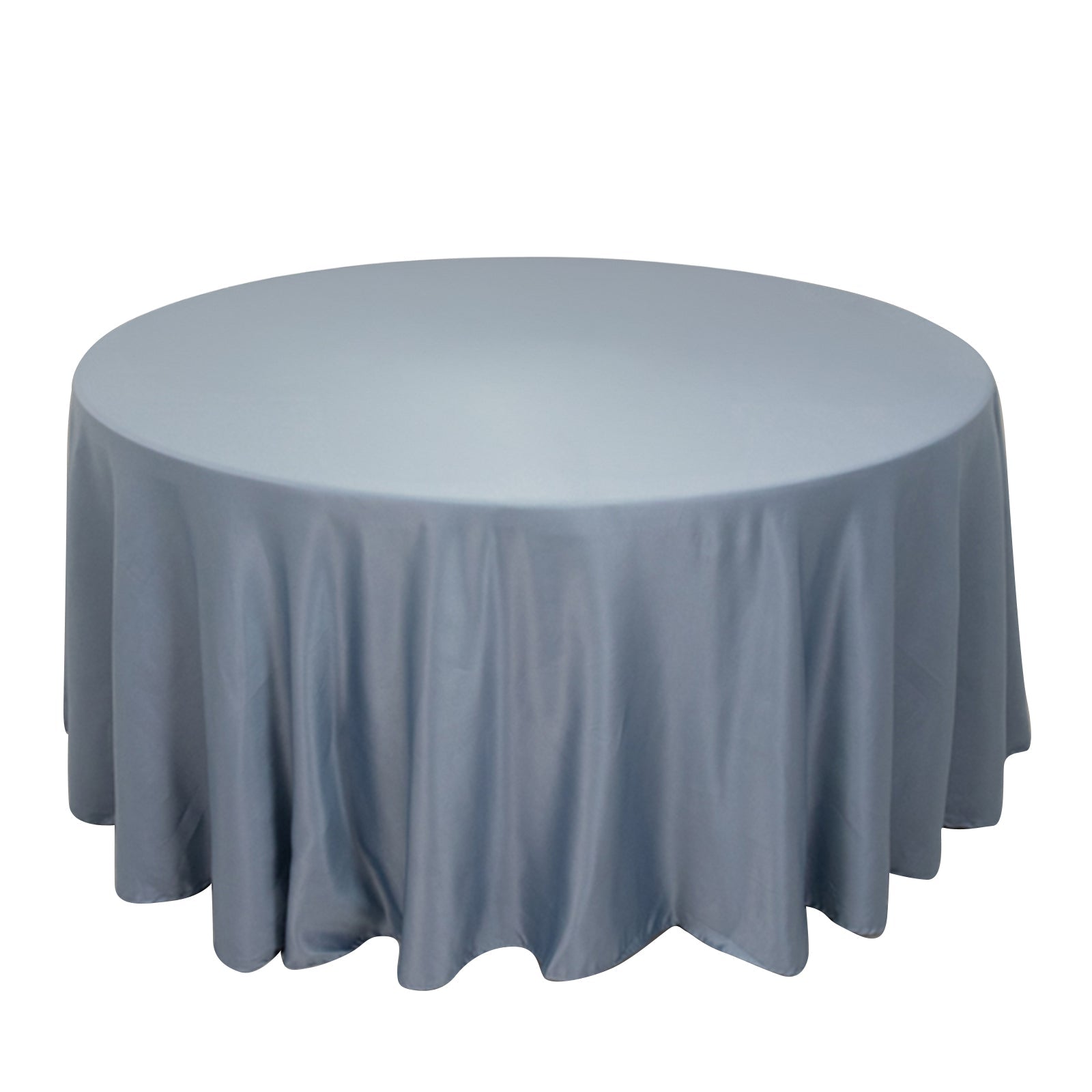 Lamour Satin 120" Round Tablecloth Dusty Blue - Seamless Table Cover with Soft Tempered Sheen Pro Linens