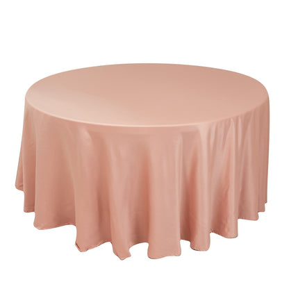 Lamour Satin 120" Round Tablecloth Dusty Rose - Seamless Table Cover with Soft Tempered Sheen Pro Linens