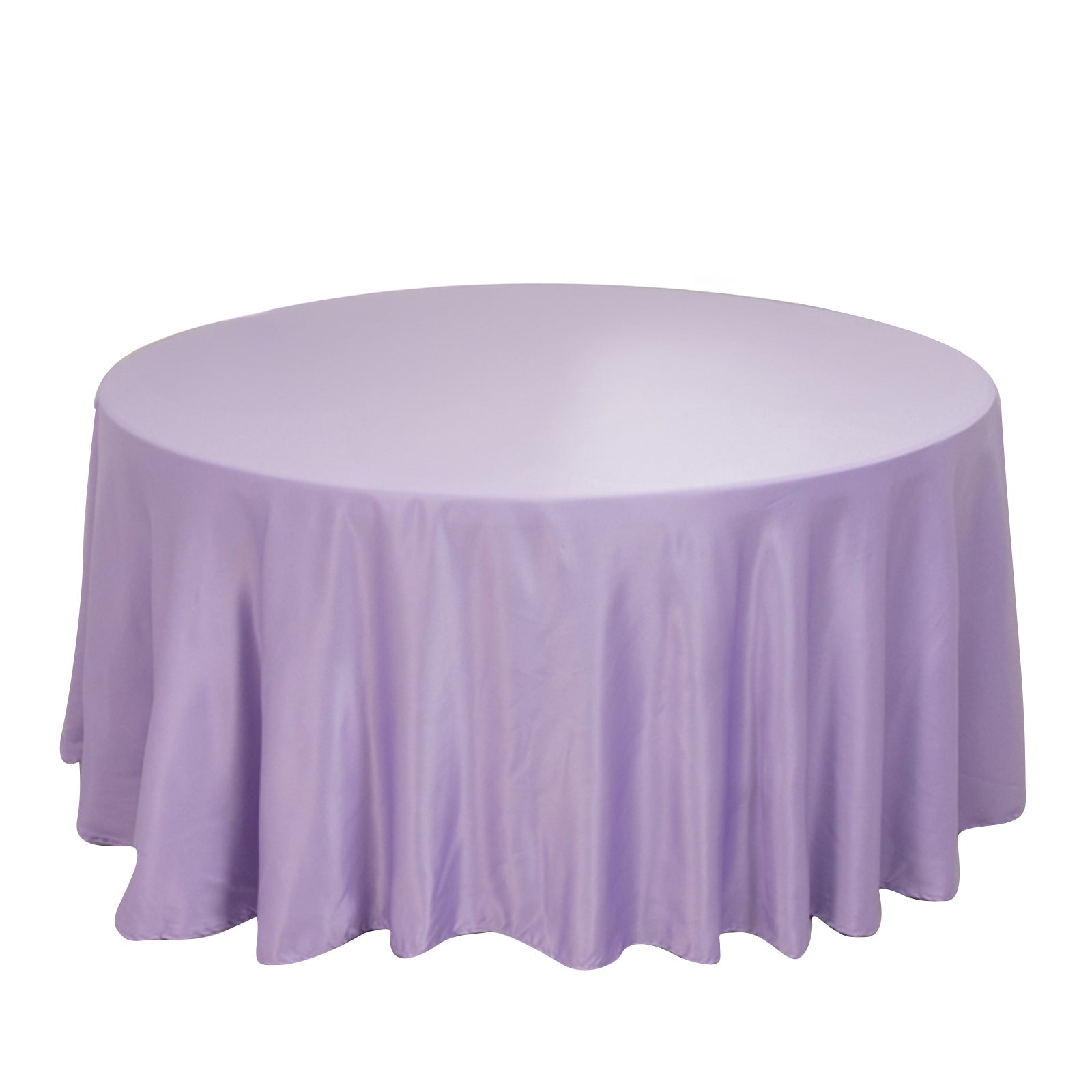 Lamour Satin 120" Round Tablecloth Lavender Lilac - Seamless Table Cover with Soft Tempered Sheen Pro Linens