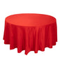 Lamour Satin 120" Round Tablecloth Red - Seamless Table Cover with Soft Tempered Sheen Pro Linens