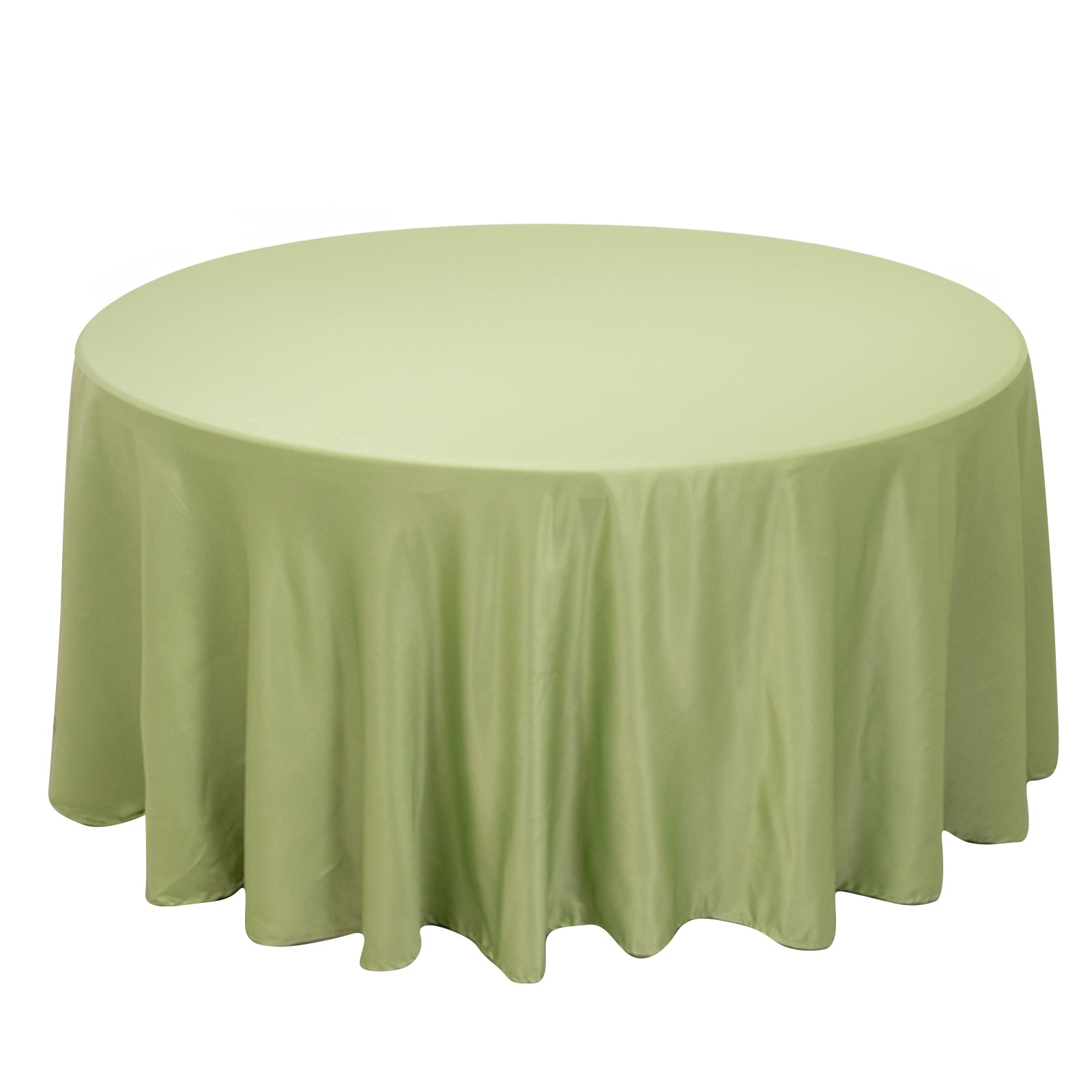 Lamour Satin 120" Round Tablecloth Sage Green - Seamless Table Cover with Soft Tempered Sheen Pro Linens