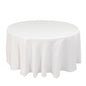 Lamour Satin 120" Round Tablecloth White - Seamless Table Cover with Soft Tempered Sheen for Upscale Gatherings Pro Linens