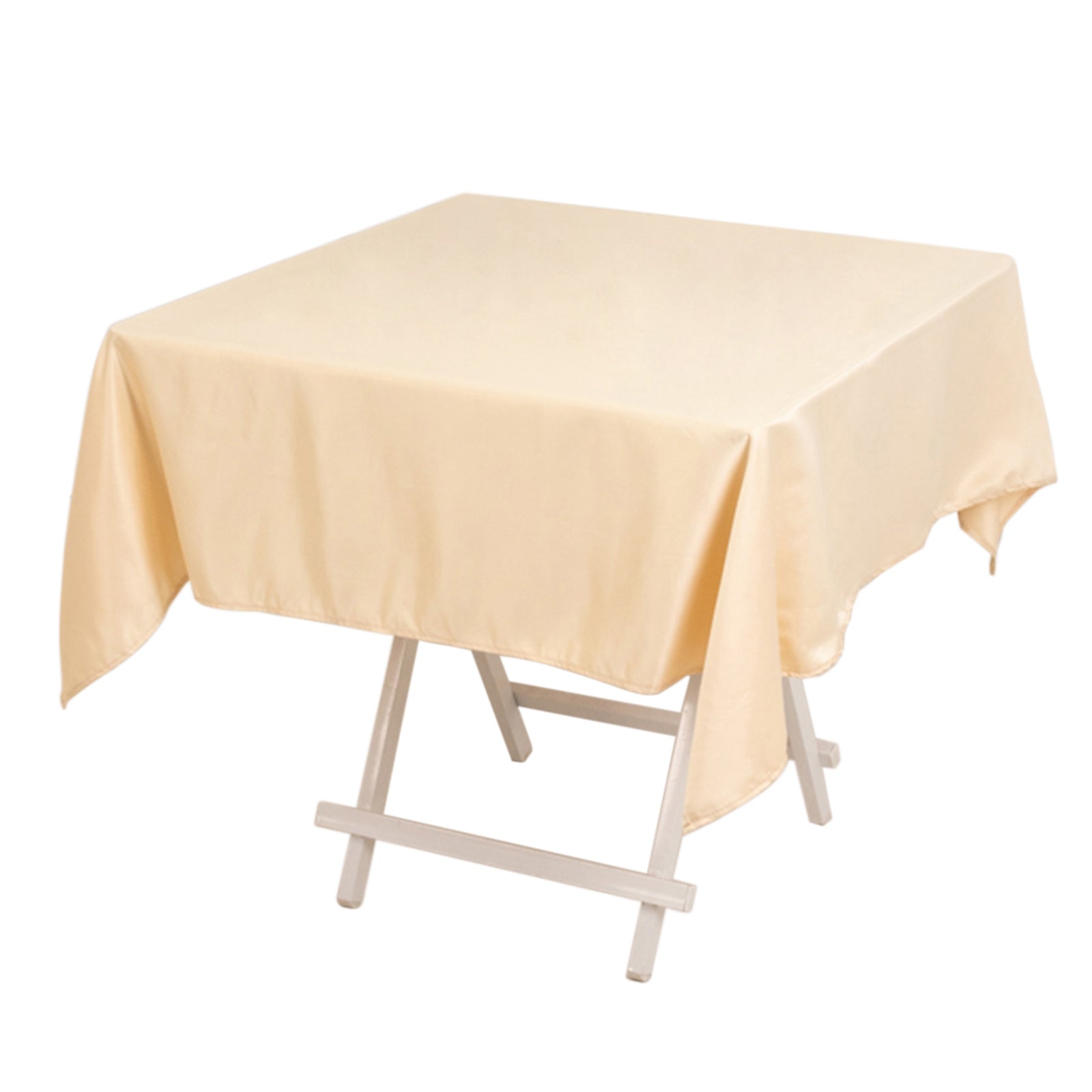 Lamour Satin 54"x54" Square Tablecloth Beige - Durable & Silk-Like Table Cover Pro Linens