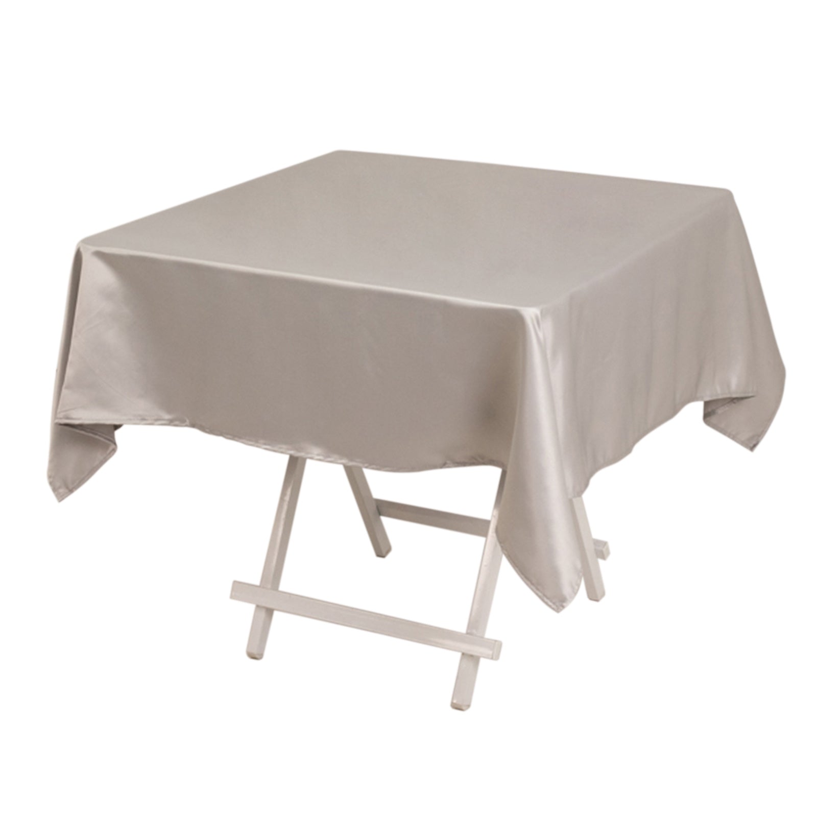 Lamour Satin 54"x54" Square Tablecloth Silver - Durable & Silk-Like Table Cover Pro Linens