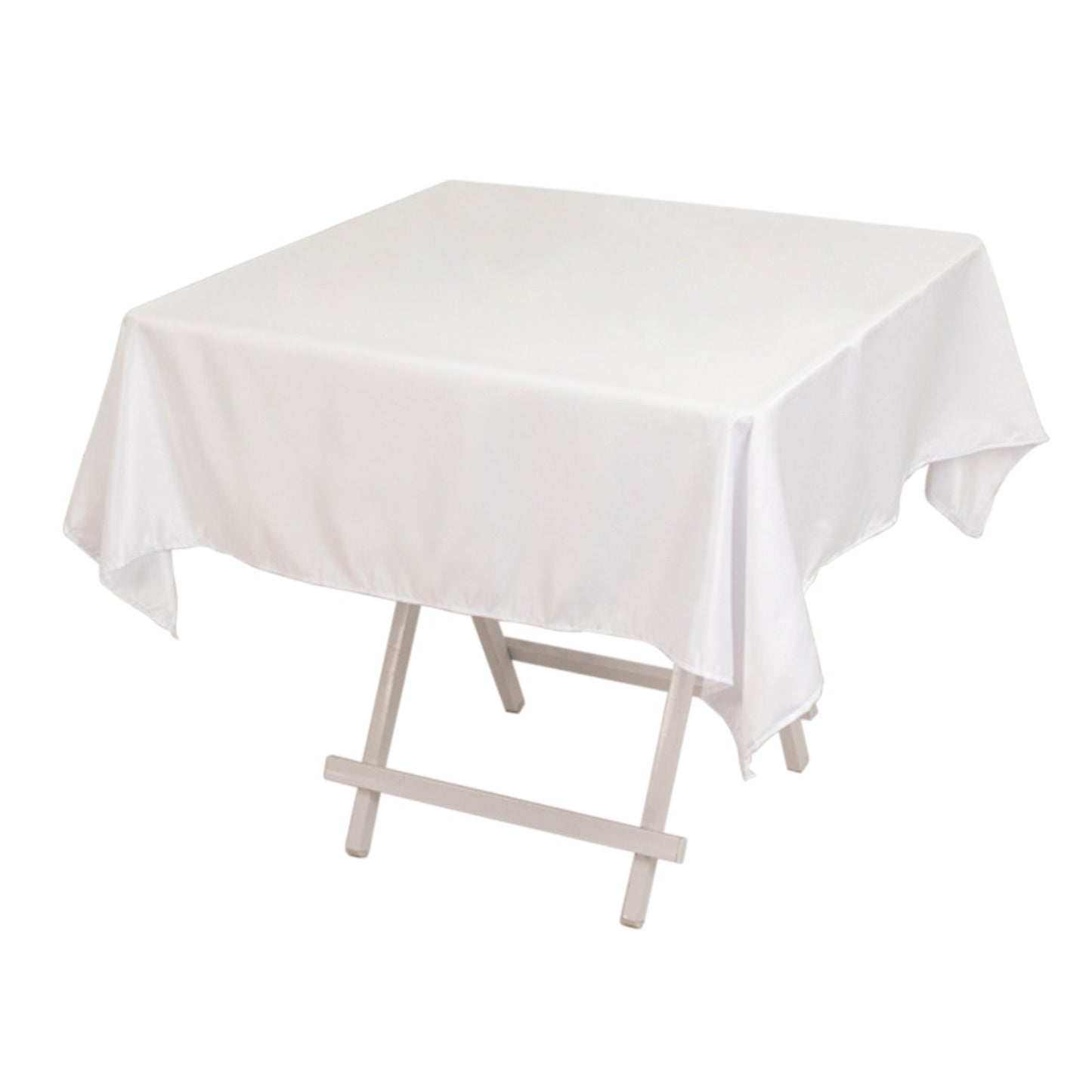 Lamour Satin 54"x54" Square Tablecloth White - Durable & Silk-Like Table Cover for Weddings & Parties Pro Linens