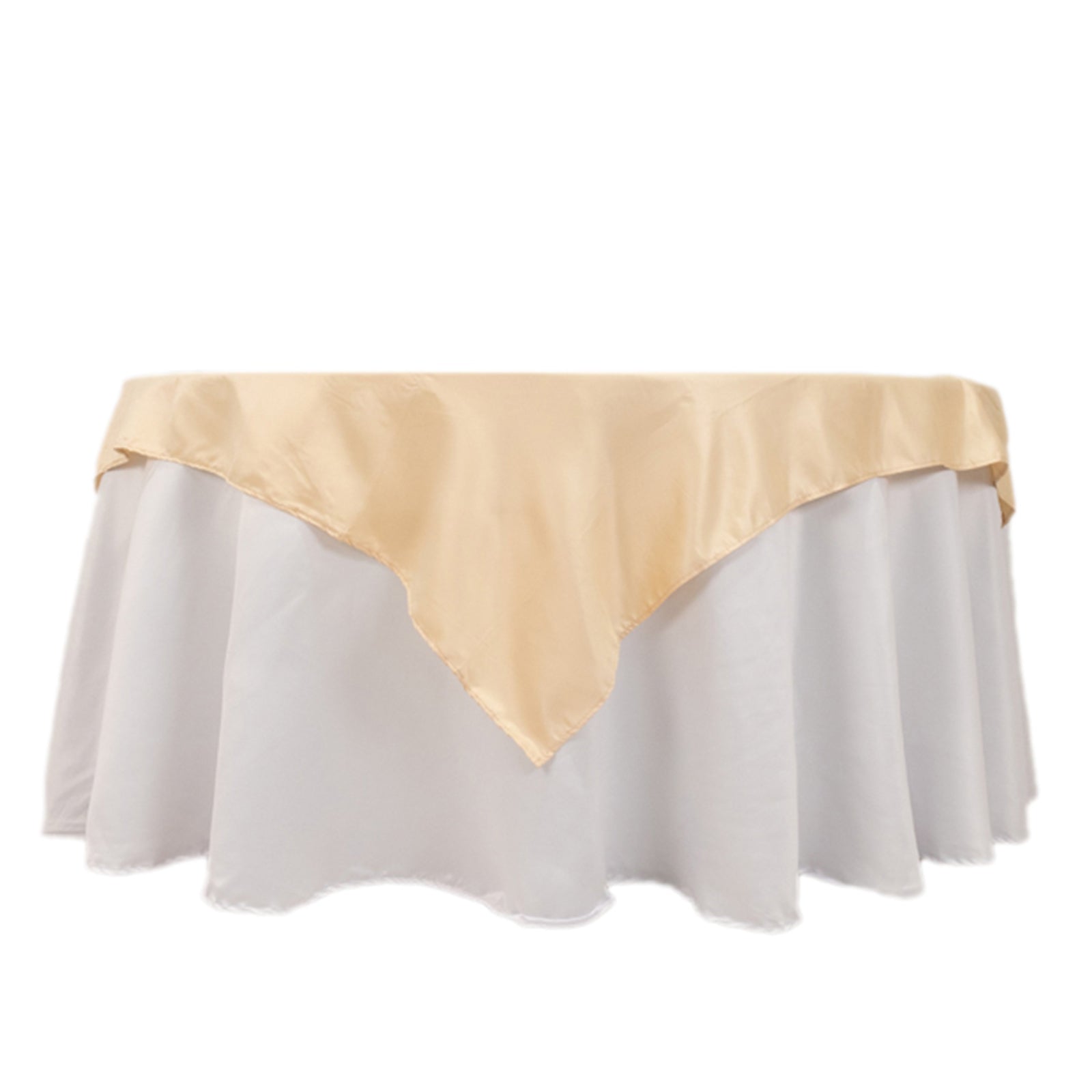 Lamour Satin 54"x54" Table Overlay Square Tablecloth Beige - Durable & Silk-Like Table Cover Pro Linens