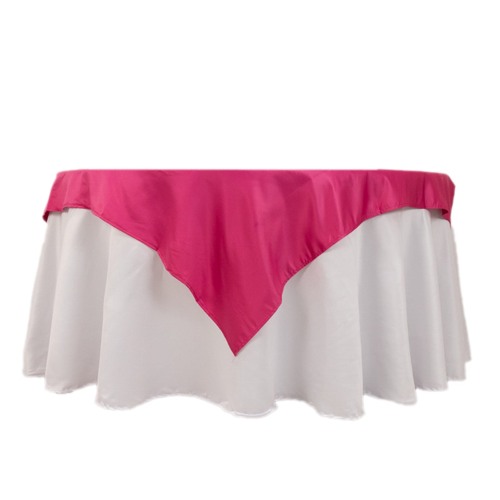 Lamour Satin 54"x54" Table Overlay Square Tablecloth Fuchsia - Durable & Silk-Like Table Cover Pro Linens