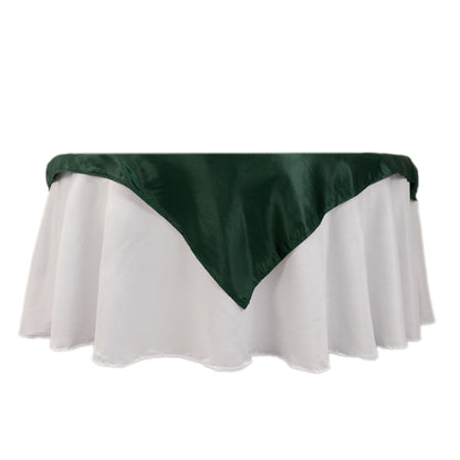 Lamour Satin 54"x54" Table Overlay Square Tablecloth Hunter Emerald - Durable & Silk-Like Table Cover Pro Linens