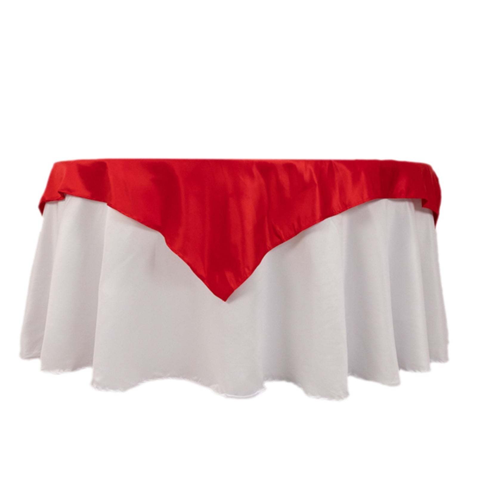 Lamour Satin 54"x54" Table Overlay Square Tablecloth Red - Durable & Silk-Like Table Cover Pro Linens