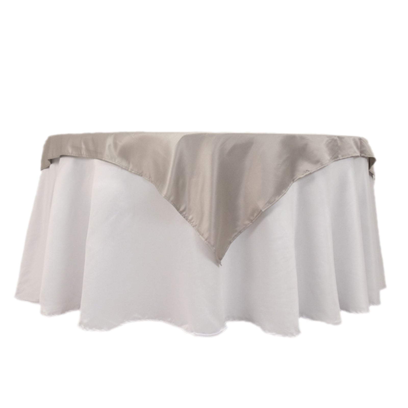 Lamour Satin 54"x54" Table Overlay Square Tablecloth Silver - Durable & Silk-Like Table Cover Pro Linens