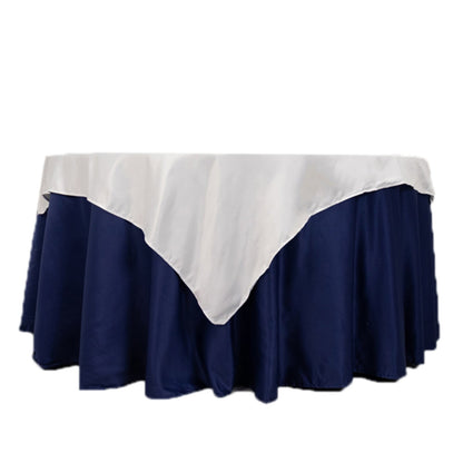 Lamour Satin 54"x54" Table Overlay Square Tablecloth White - Durable & Silk-Like Table Cover for Weddings & Parties Pro Linens