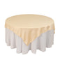 Lamour Satin 72"x72" Table Overlay Square Tablecloth Beige - Smooth Finish Table Topper Pro Linens