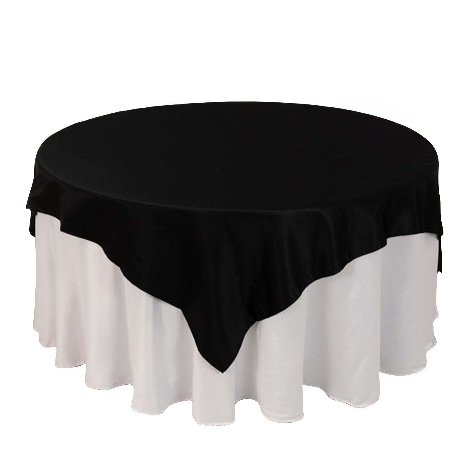 Lamour Satin 72"x72" Table Overlay Square Tablecloth Black - Smooth Finish for Luxurious Events Pro Linens