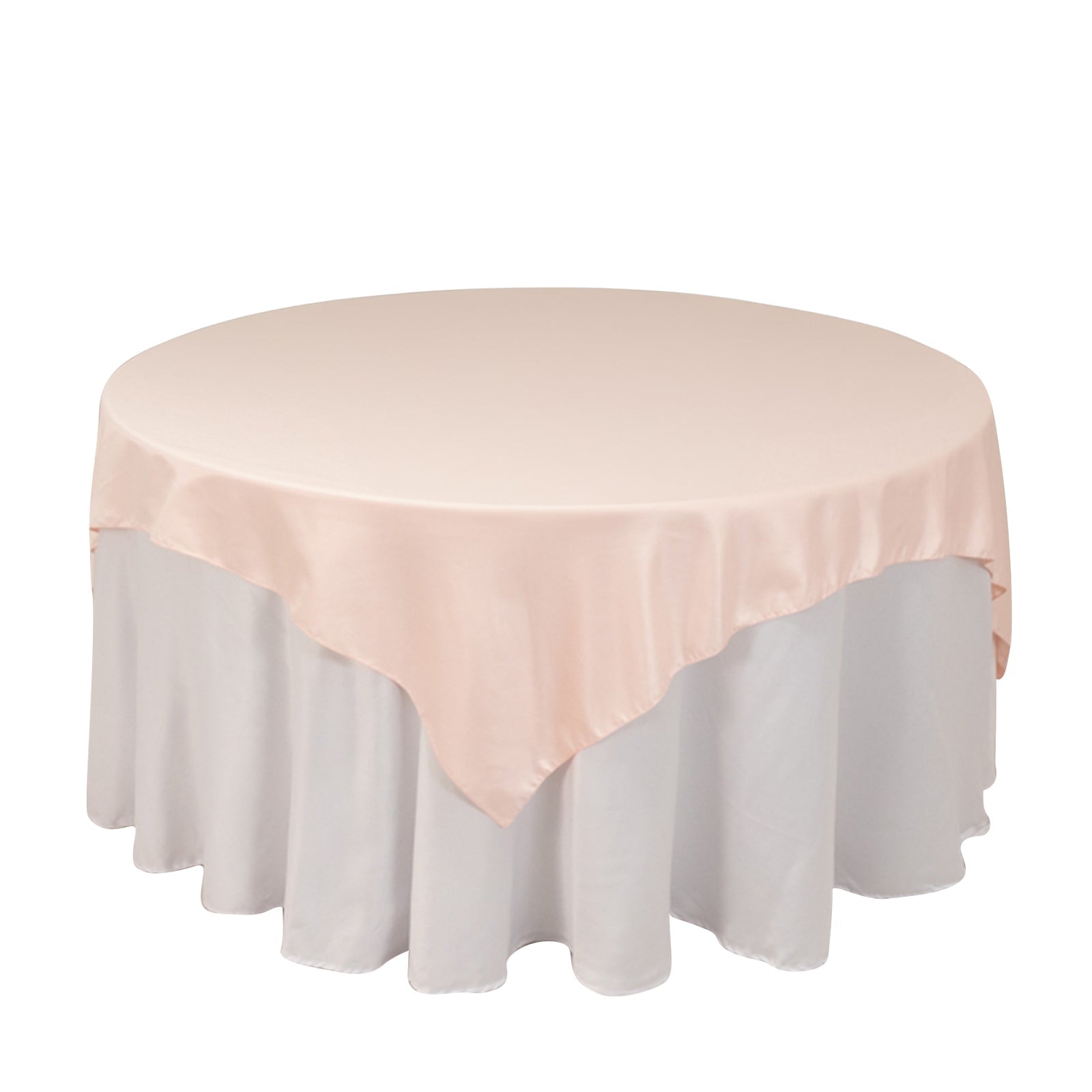 Lamour Satin 72"x72" Table Overlay Square Tablecloth Blush - Smooth Finish Table Topper Pro Linens