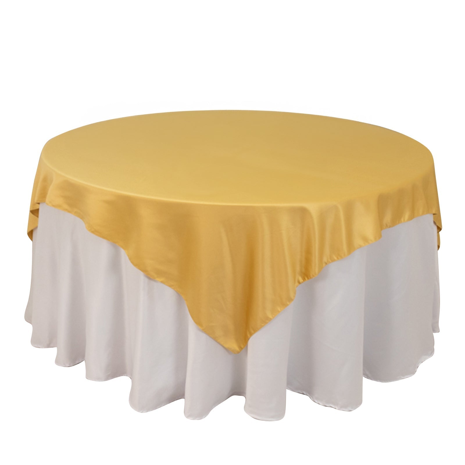 Lamour Satin 72"x72" Table Overlay Square Tablecloth Champagne - Smooth Finish Table Topper Pro Linens