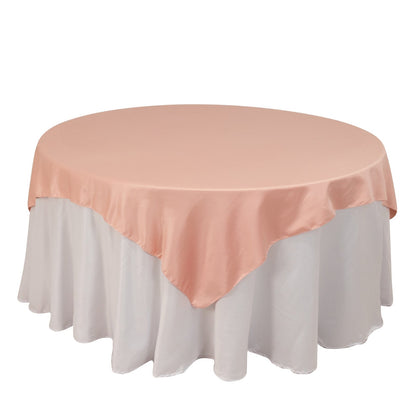 Lamour Satin 72"x72" Table Overlay Square Tablecloth Dusty Rose - Smooth Finish Table Topper Pro Linens