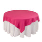 Lamour Satin 72"x72" Table Overlay Square Tablecloth Fuchsia - Smooth Finish Table Topper Pro Linens