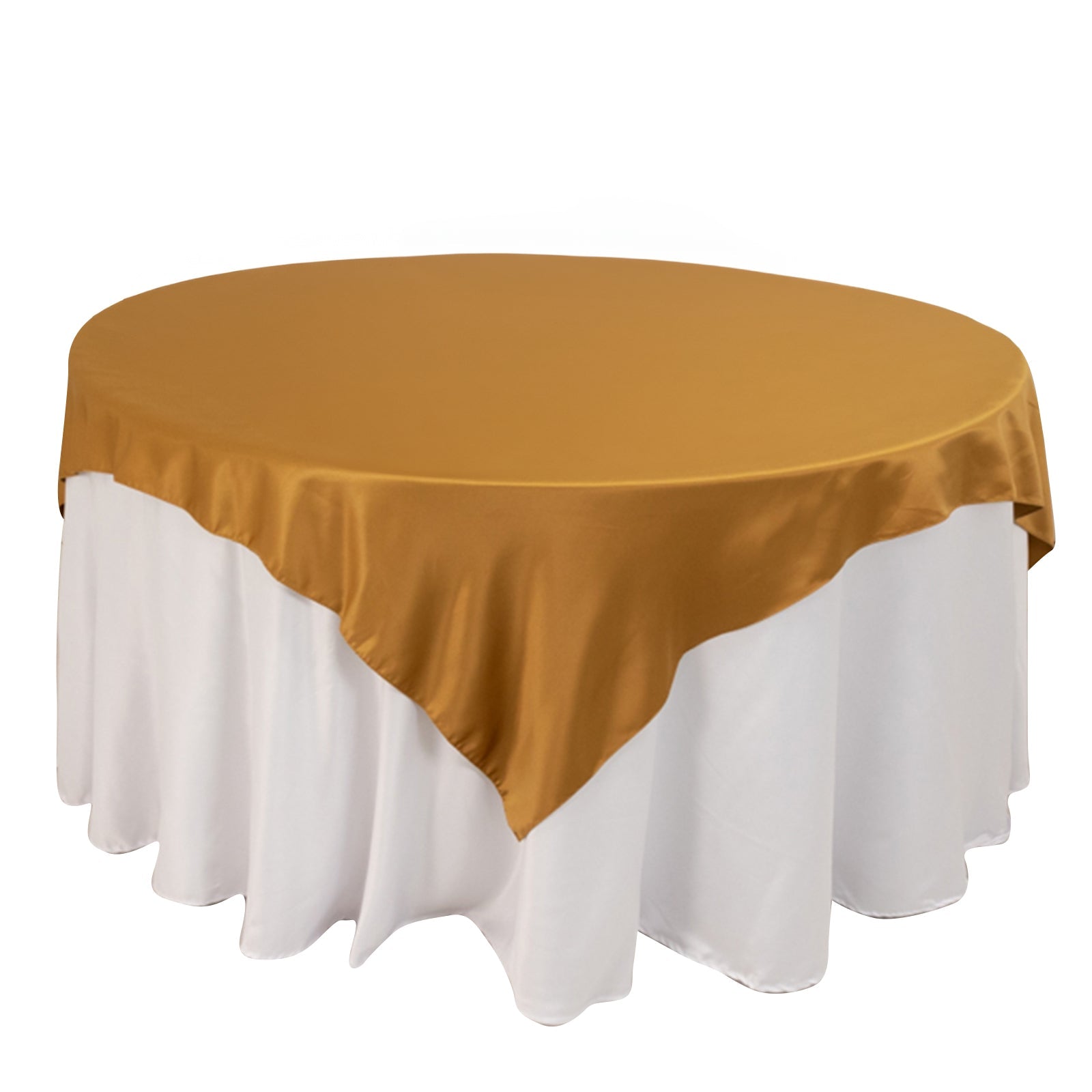 Lamour Satin 72"x72" Table Overlay Square Tablecloth Gold - Smooth Finish for Luxurious Events Pro Linens