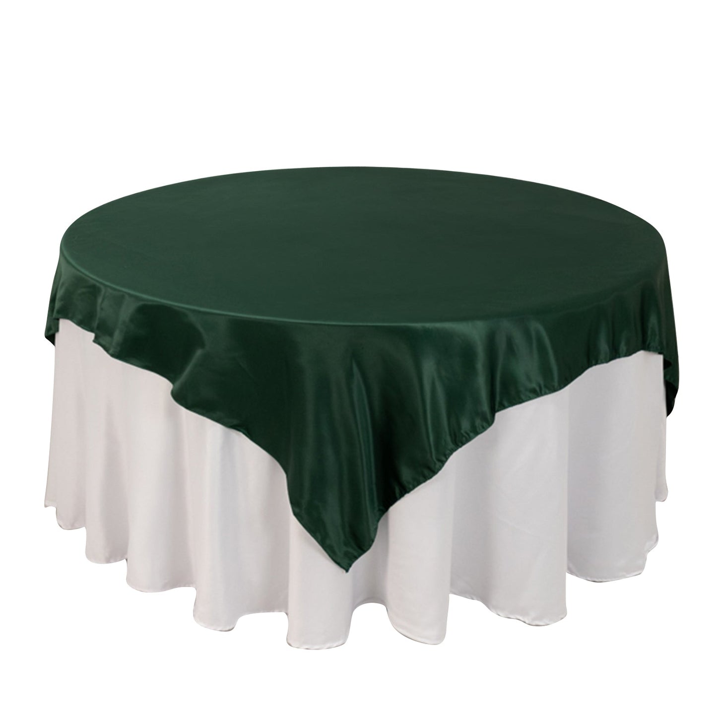 Lamour Satin 72"x72" Table Overlay Square Tablecloth Hunter Emerald Green - Smooth Finish Table Topper Pro Linens