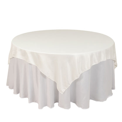 Lamour Satin 72"x72" Table Overlay Square Tablecloth Ivory - Smooth Finish Table Topper Pro Linens