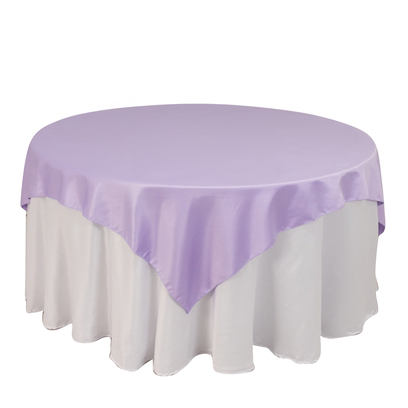 Lamour Satin 72"x72" Table Overlay Square Tablecloth Lavender Lilac - Smooth Finish Table Topper Pro Linens