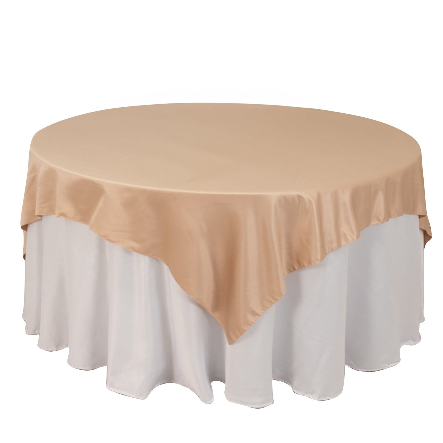 Lamour Satin 72"x72" Table Overlay Square Tablecloth Nude - Smooth Finish Table Topper Pro Linens