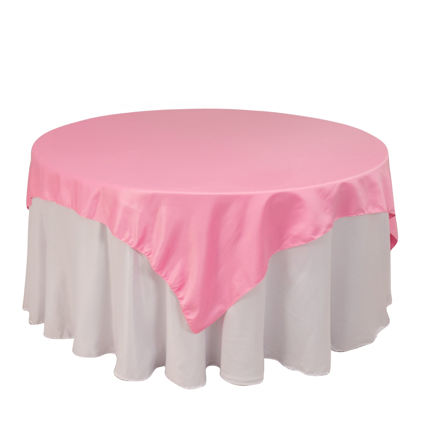 Lamour Satin 72"x72" Table Overlay Square Tablecloth Pink - Smooth Finish Table Topper Pro Linens