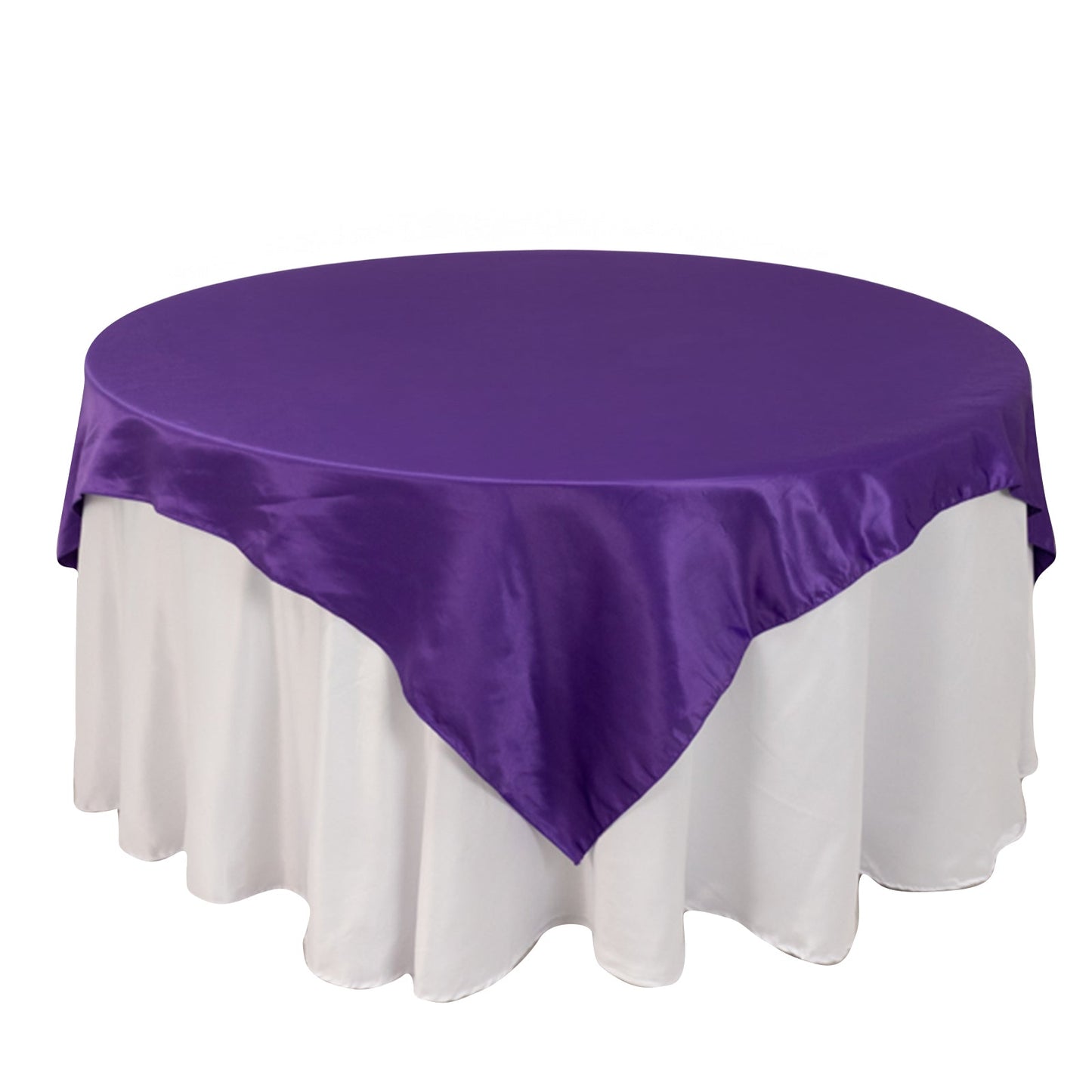 Lamour Satin 72"x72" Table Overlay Square Tablecloth Purple - Smooth Finish Table Topper Pro Linens