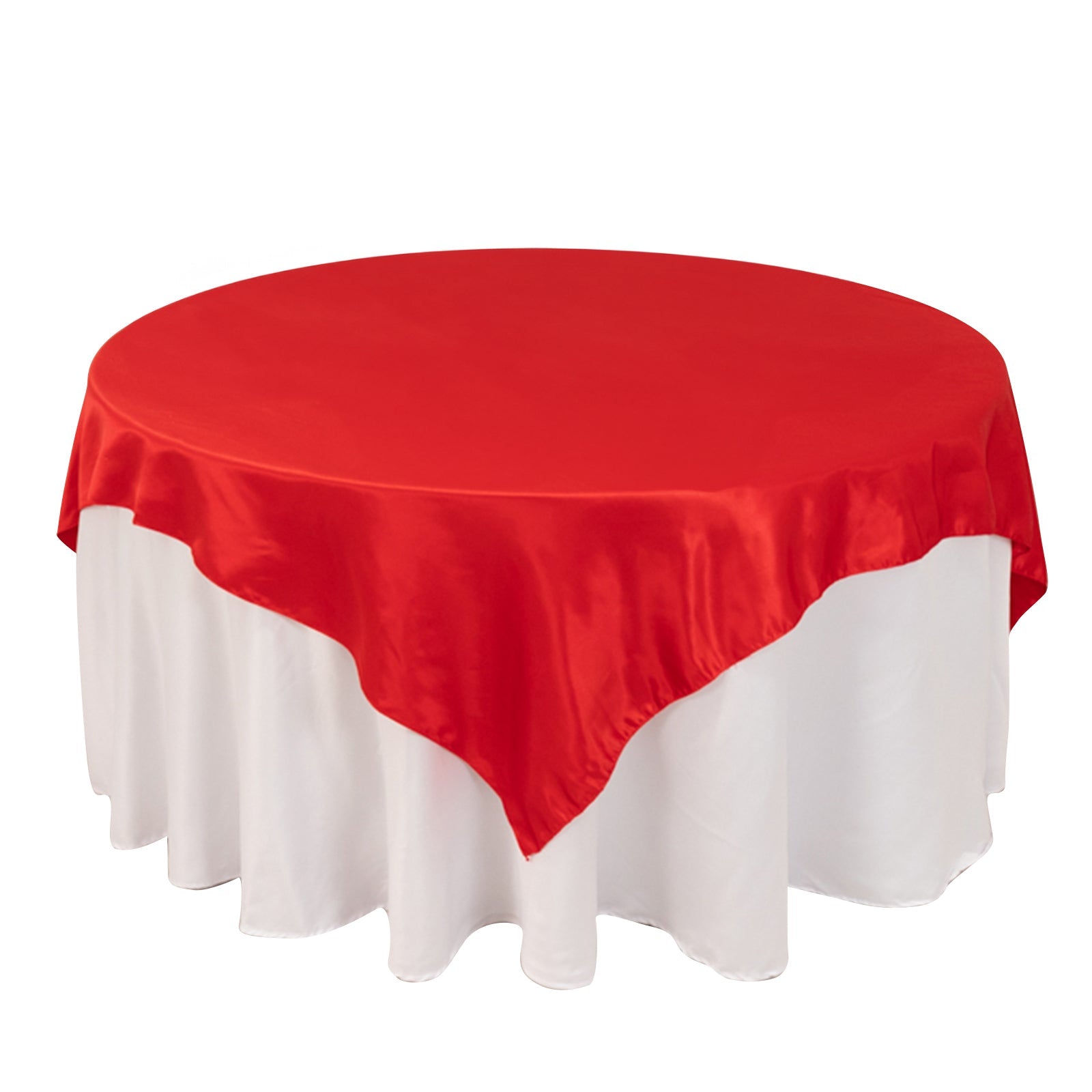 Lamour Satin 72"x72" Table Overlay Square Tablecloth Red - Smooth Finish Table Topper Pro Linens