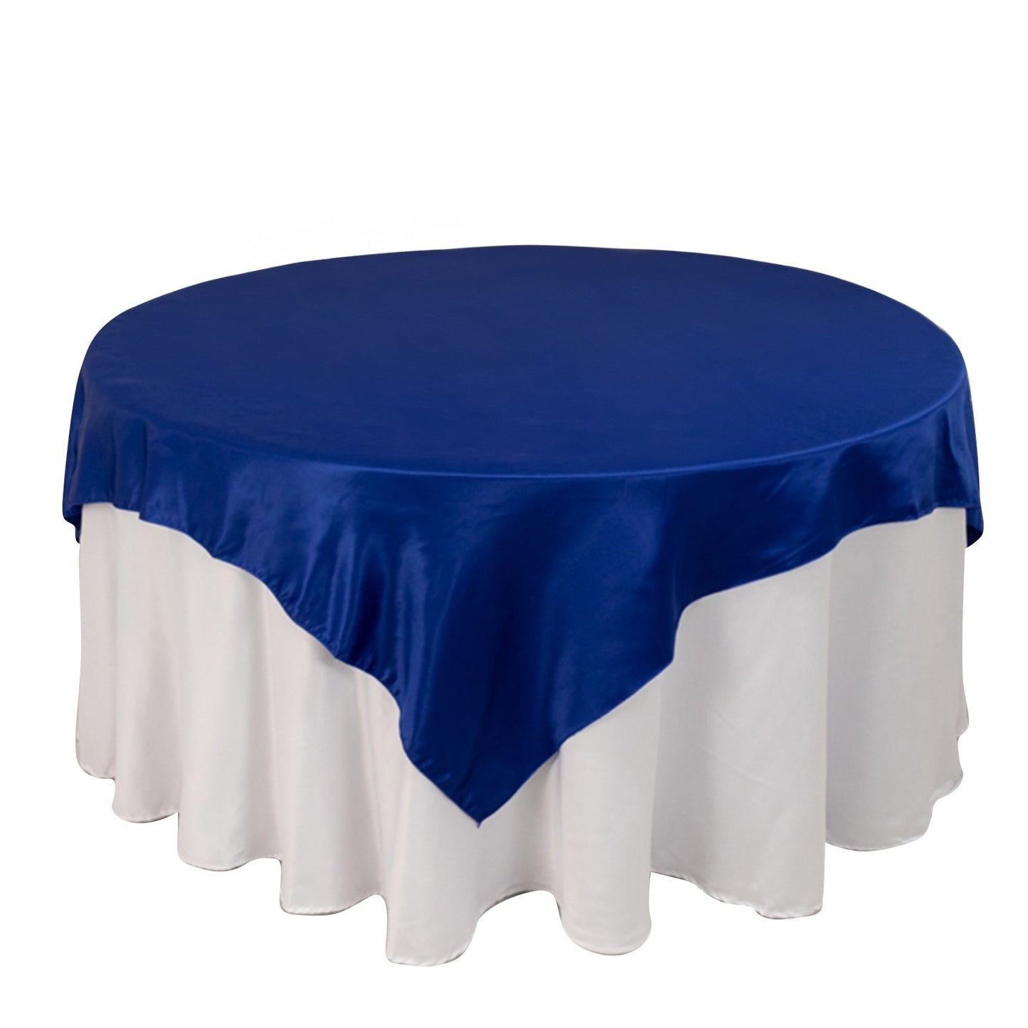 Lamour Satin 72"x72" Table Overlay Square Tablecloth Royal Blue - Smooth Finish Table Topper Pro Linens