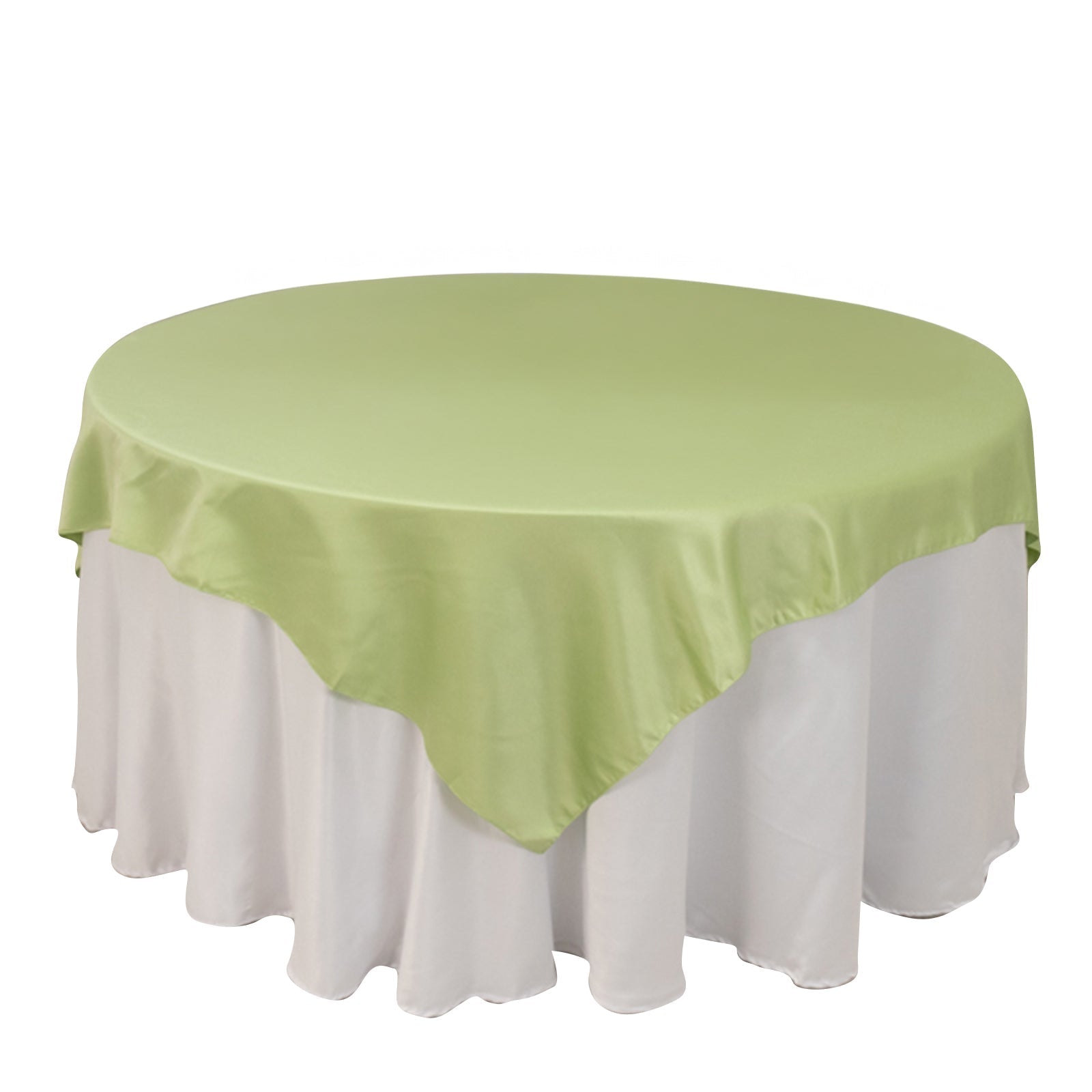 Lamour Satin 72"x72" Table Overlay Square Tablecloth Sage Green - Smooth Finish Table Topper Pro Linens