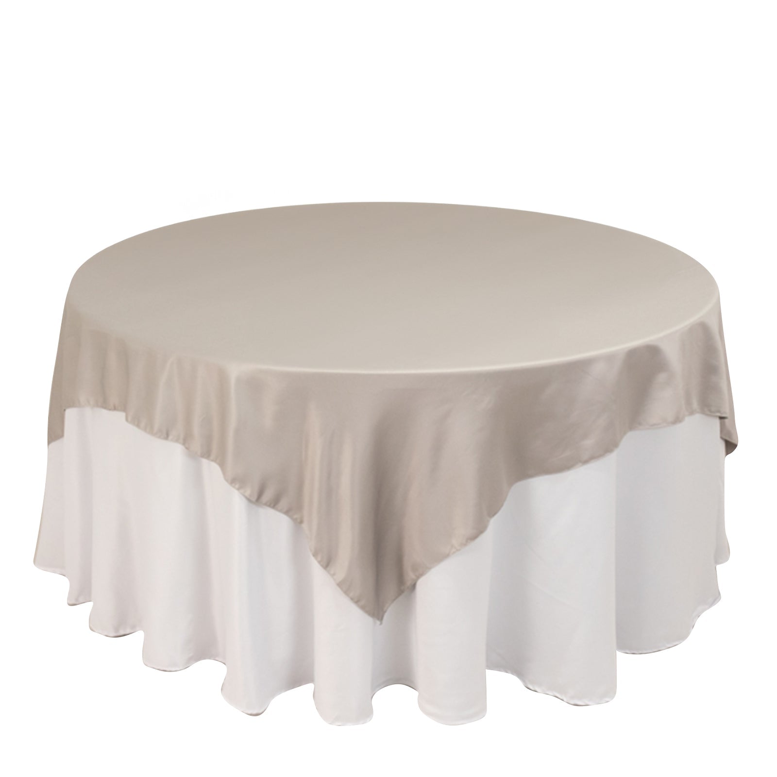 Lamour Satin 72"x72" Table Overlay Square Tablecloth Silver - Smooth Finish Table Topper Pro Linens