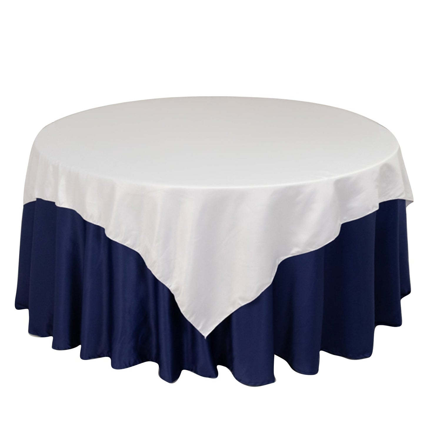 Lamour Satin 72"x72" Table Overlay Square Tablecloth White - Smooth Finish for Luxurious Events Pro Linens