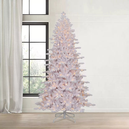 Member's Mark 7.5' Flocked White Fraser Fir Pre - Lit Christmas Tree - Pro Linens