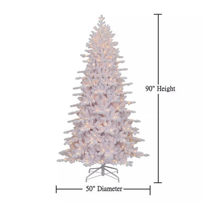 Member's Mark 7.5' Flocked White Fraser Fir Pre - Lit Christmas Tree - Pro Linens