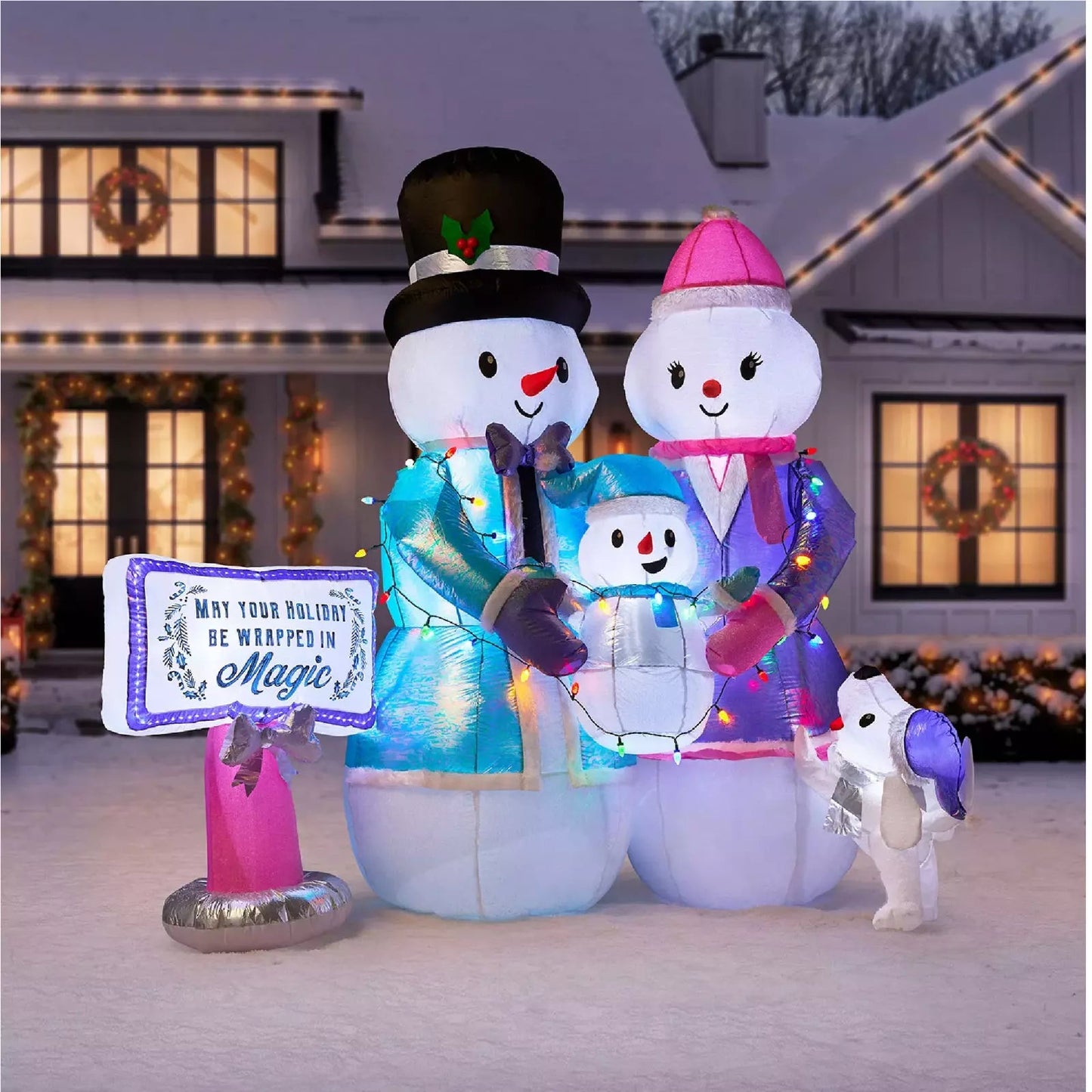 Member‘s Mark 8' Pre - Lit Inflatable Snowman Family - Pro Linens