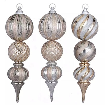 Member's Mark Jumbo Pre - Lit Shatterproof Ornament Stake Lights, Set of 3 Gold - Pro Linens