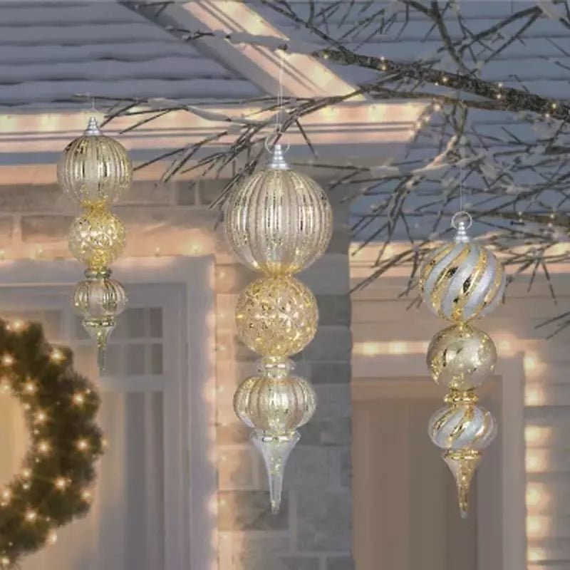 Member's Mark Jumbo Pre - Lit Shatterproof Ornament Stake Lights, Set of 3 Gold - Pro Linens