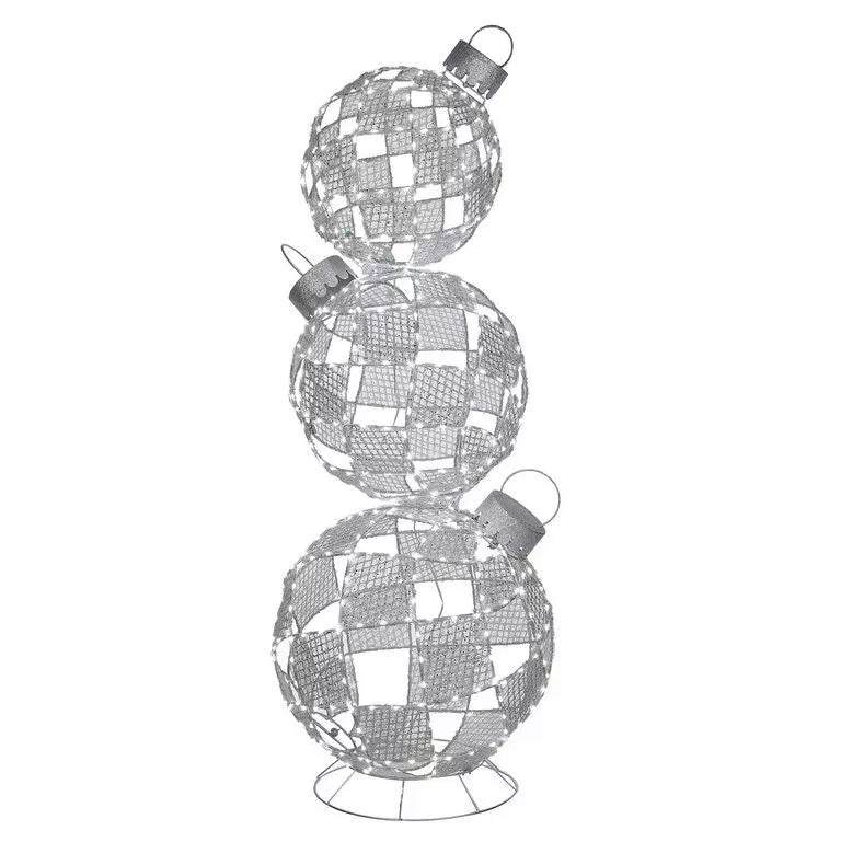 Member’s Mark Over 5' Pre - Lit Stack Ornament Décor Silver - Pro Linens