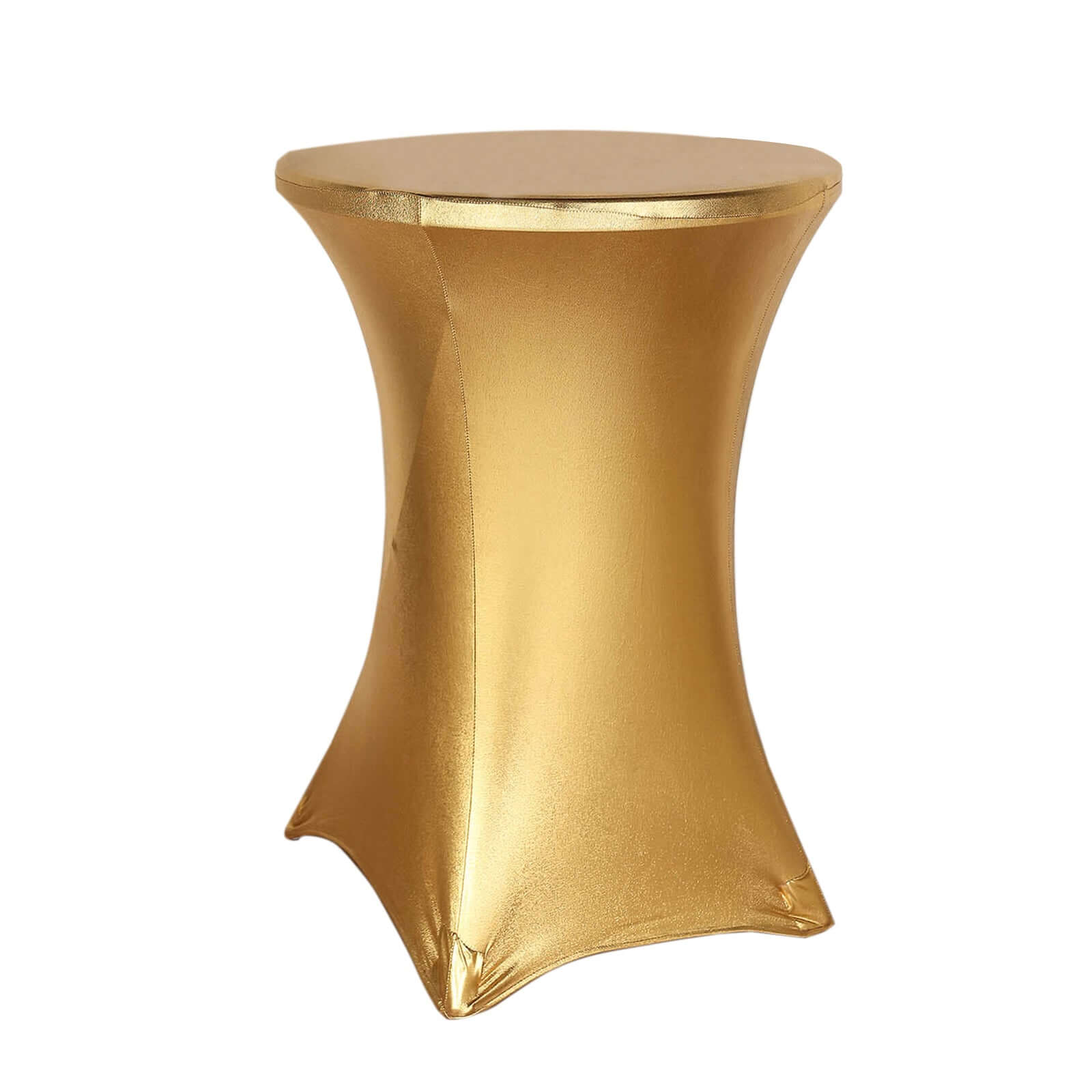 Metallic Spandex 32" Fitted Round Cocktail Table Cover Gold Highboy Tablecloth - Stretch Fit & Water-Resistant for Stylish Decor Pro Linens