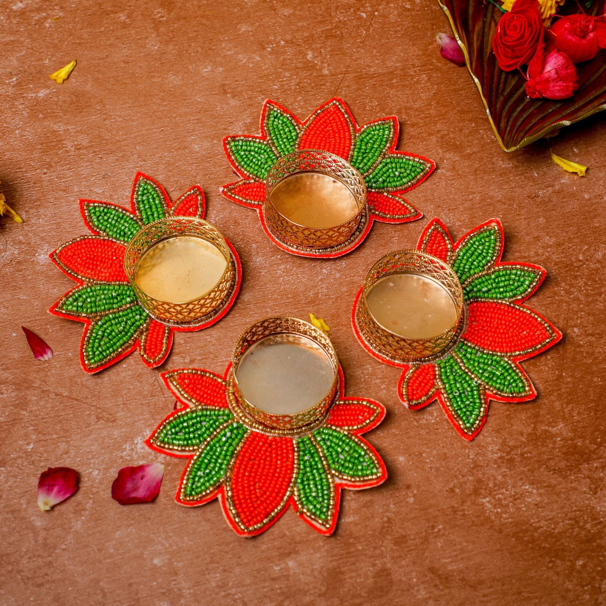 Multicolor Lotus Diya Tealights holders PRO Indian