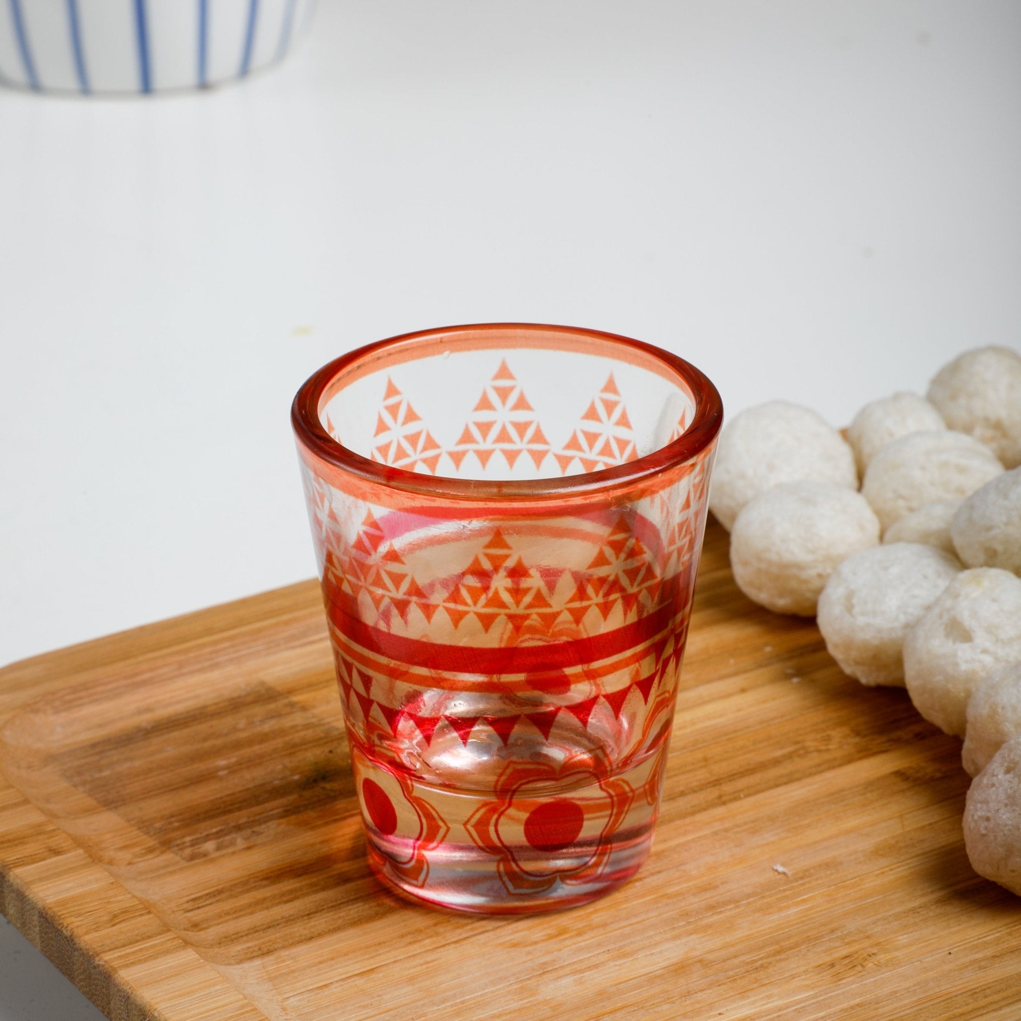 Orange Printed Shot Glass Glassware PRO Indian