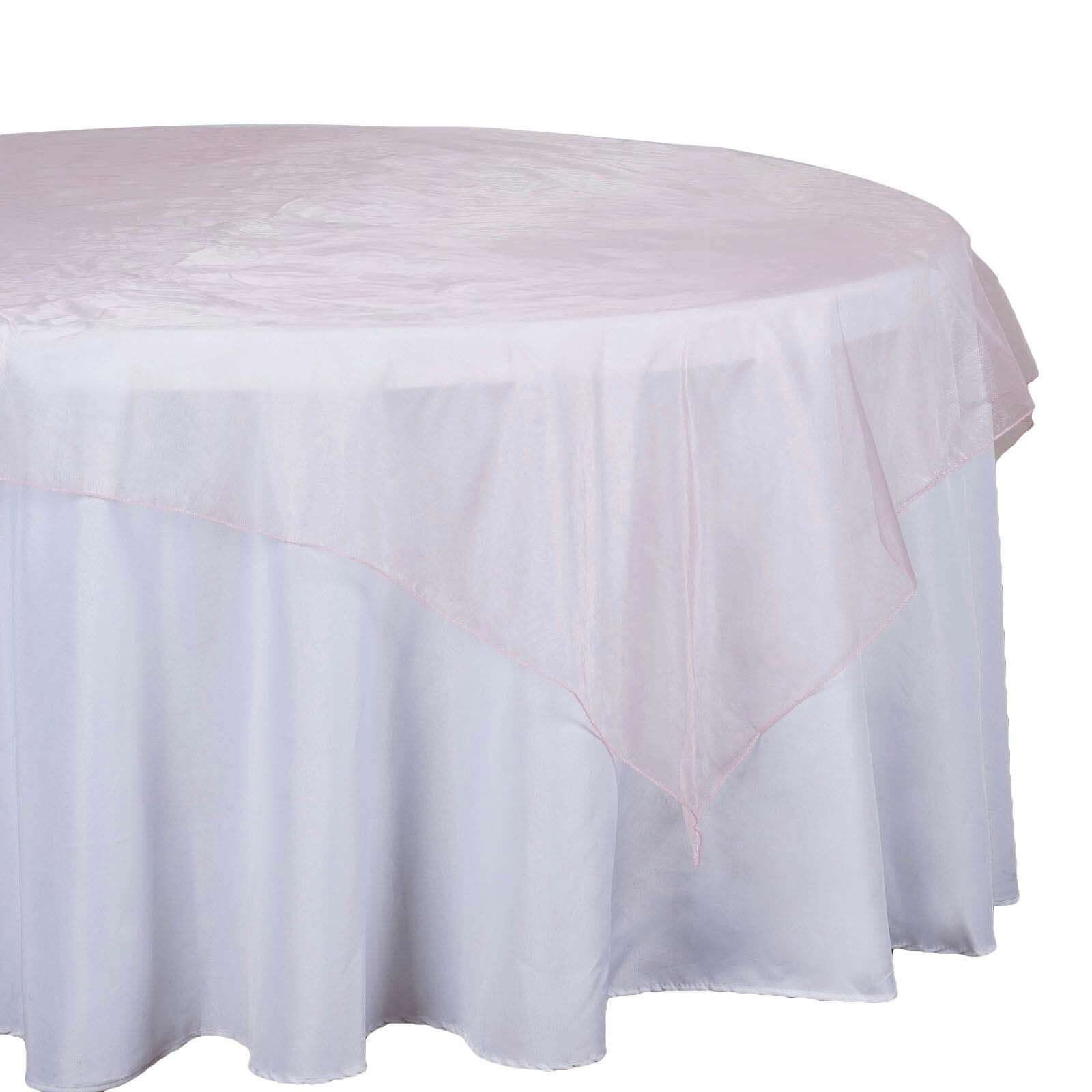 Organza 72"x72" Table Overlay Square Tablecloth Blush - Sheer Table Cover Pro Linens