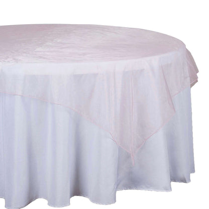 Organza 72"x72" Table Overlay Square Tablecloth Blush - Sheer Table Cover Pro Linens