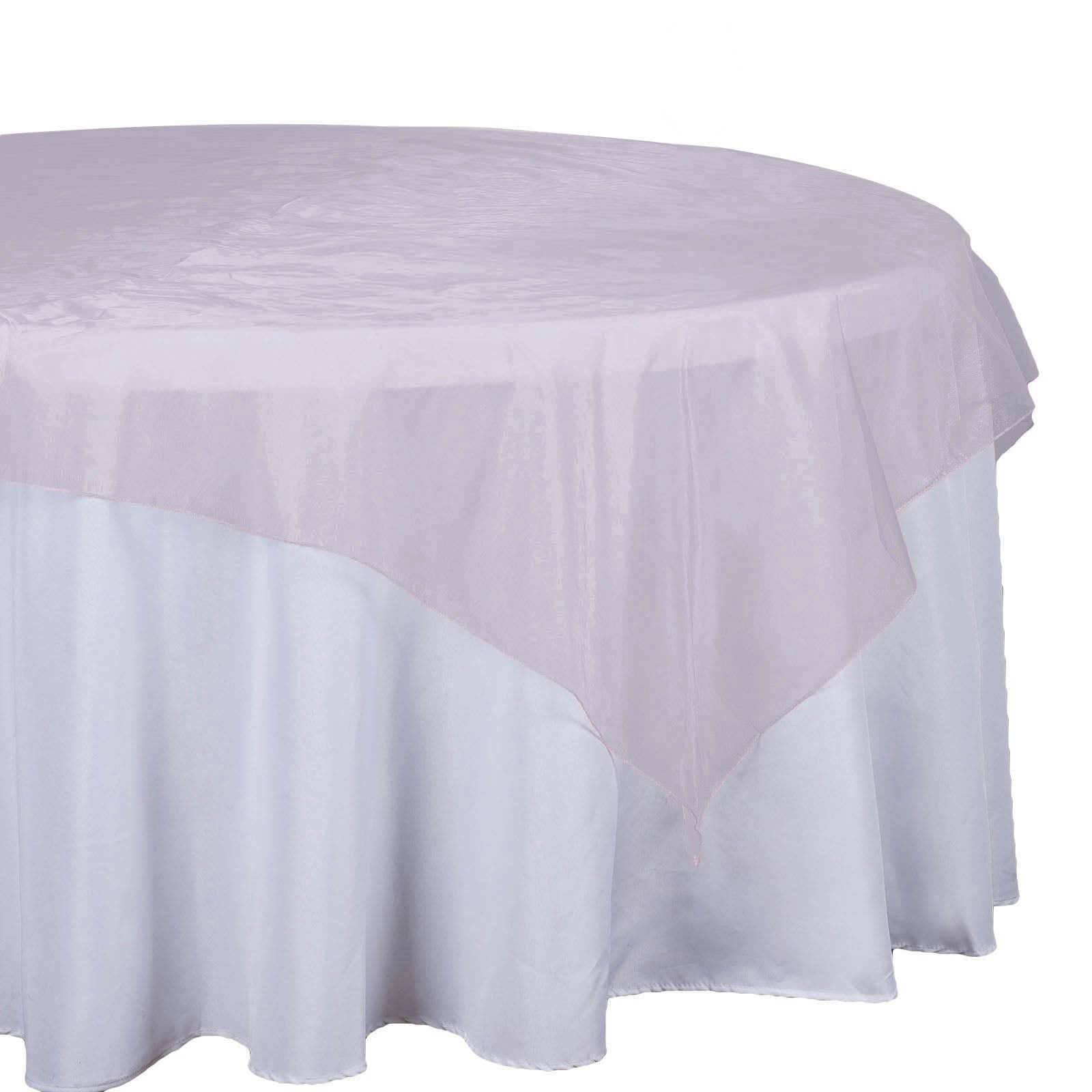 Organza 72"x72" Table Overlay Square Tablecloth Pink - Sheer Design for Stylish Events Pro Linens