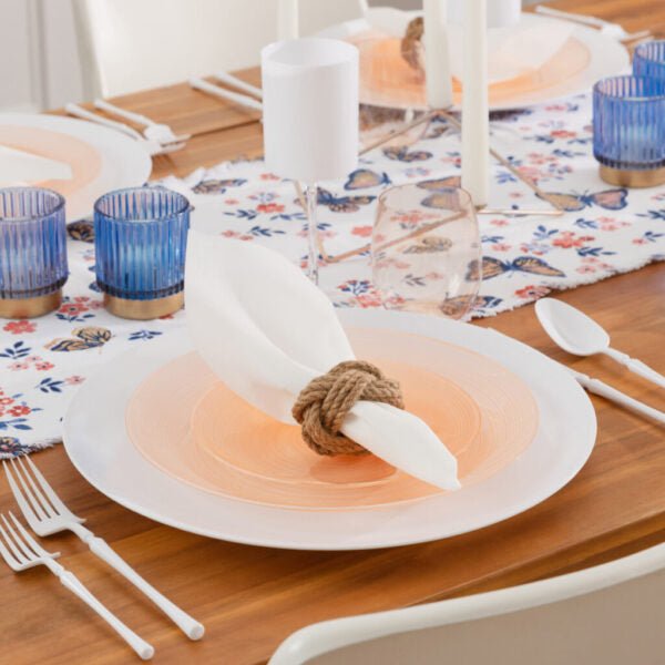 Peach Transparent Round Plastic Plates - Crystal Design Plate Pro Linens