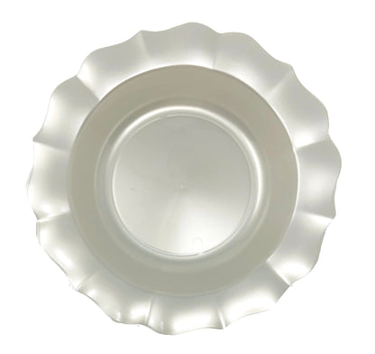 Pearl Round Plastic Plates - Scalloped Plate Pro Linens